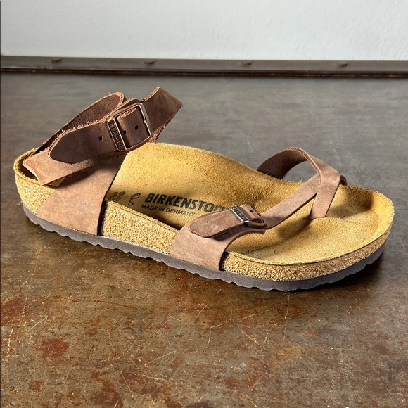 Birkenstock Yara Oiled Leather Brown Strappy Ankle Wrap Sandal Size 39 - Picture 3 of 12